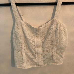 A&F Lace Button Cropped Tank Top